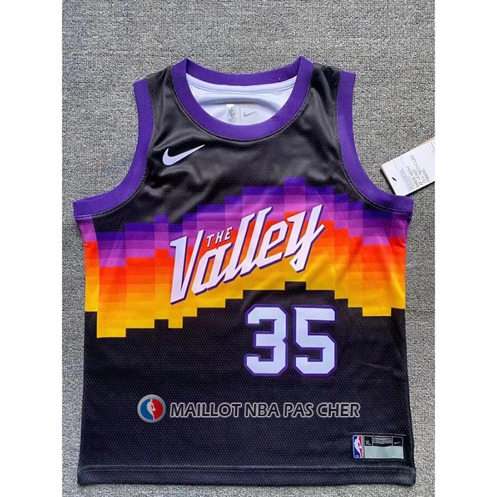 Maillot Enfant Phoenix Suns Kevin Durant NO 35 Ville 2020-21 Noir